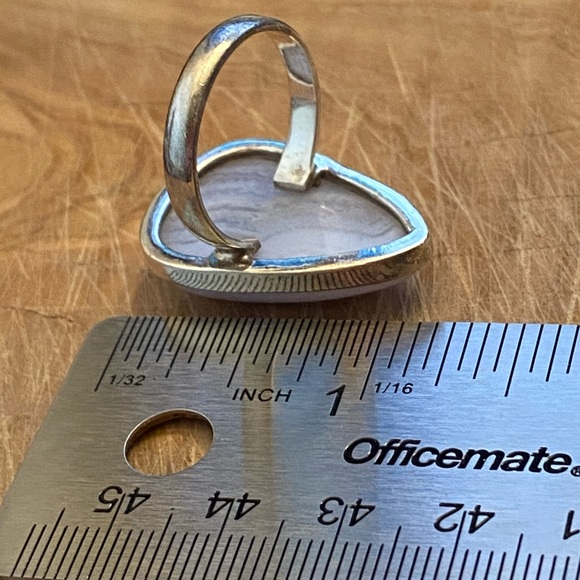 Large Lacey Agate sterling silver ring - Picture 3 of 8